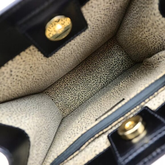 CARTIER Logo Panther Shoulder Hand Bag Leather Black GHW Made In Italy 34YG991 - Picture 10 of 16